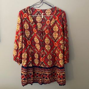 Red Camel-Red and Blue Paisley Top -Plus